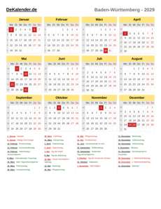 Kalender 2029