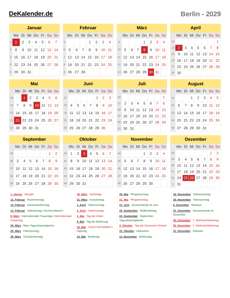 Kalender 2029