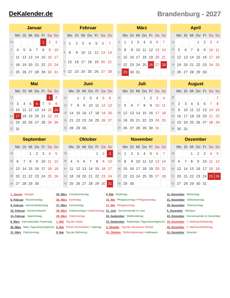 Kalender 2027