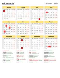 Kalender 2029