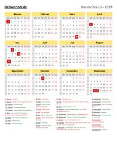 Kalender 2029