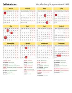 Kalender 2029