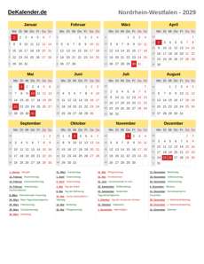 Kalender 2029