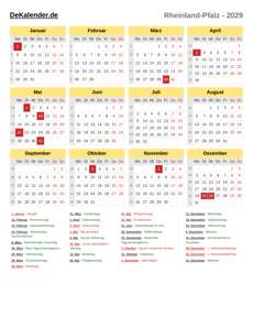 Kalender 2029