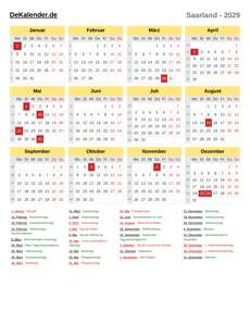 Kalender 2029